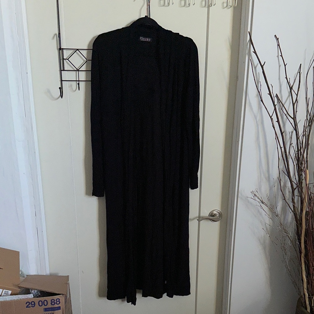 “Great Feeling” Black Long Cardigan XXL Made in UK